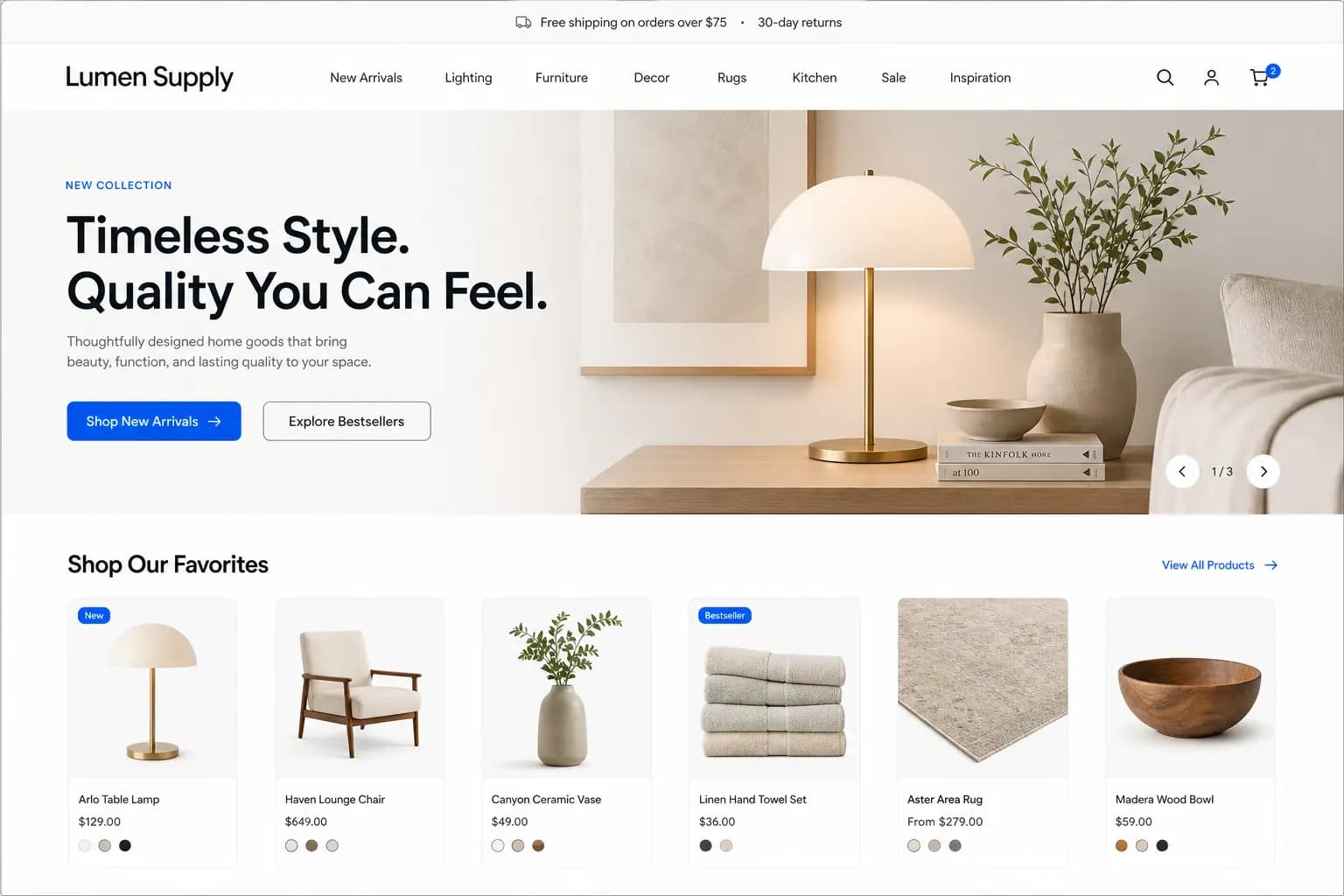 Lumen Supply ecommerce website preview
